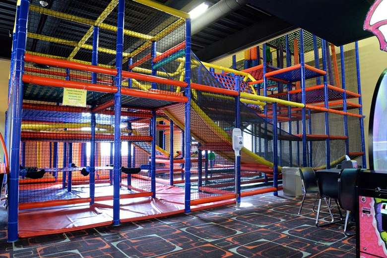 an indoor playground structure
