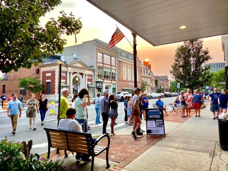 people outside theater in Glens Falls