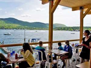 People dining on a deck