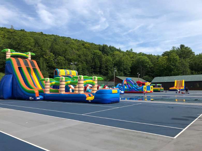inflatables on a school court