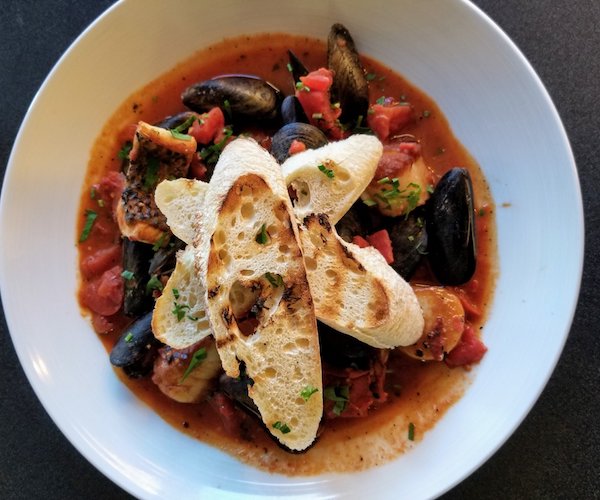 soup and bread at the View Restaurant at Dunham's Bay Resort