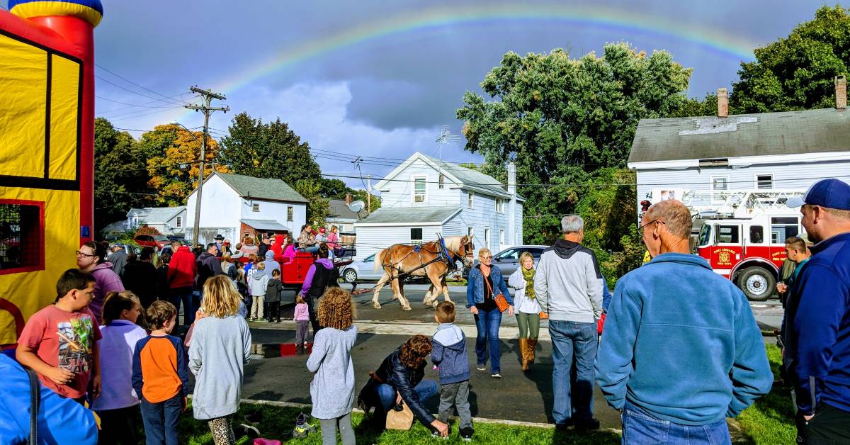rainbow over loctoberfest in fort edward