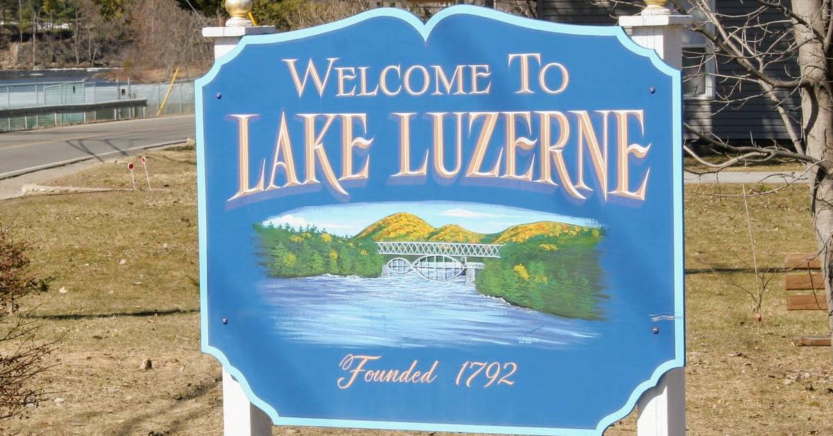 welcome to lake luzerne sign