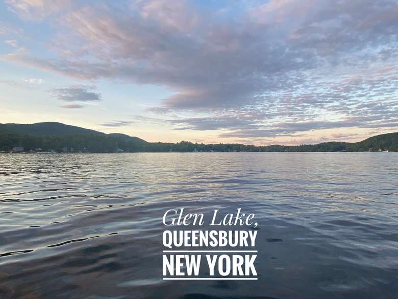 View of a sunset Glen Lake in Queensbury New York