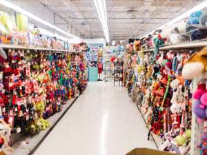 aisle in a pet shop with toys