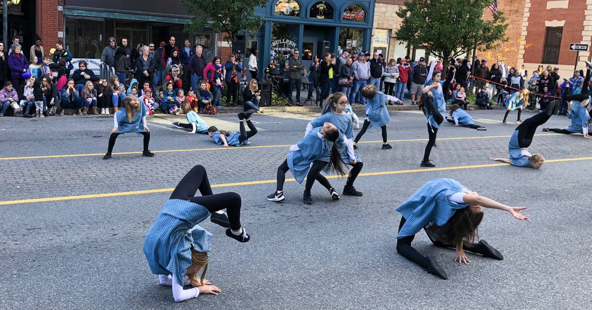 Halloween dancers in the street