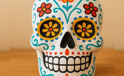 Painted Ceramic Skull