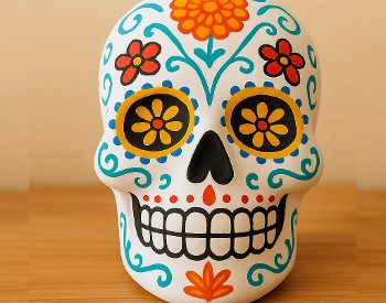 Painted Ceramic Skull