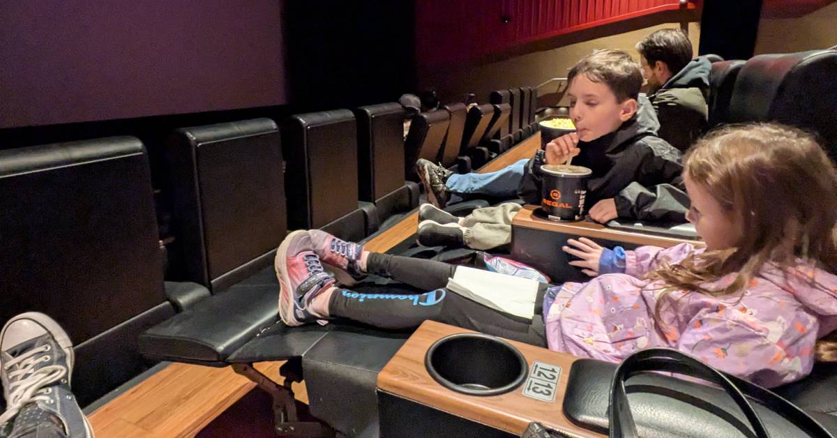 family at movie theater