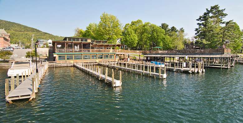 Docks and restaurant as seen from water