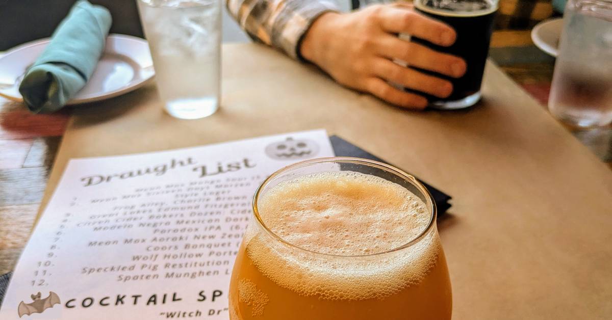 fall beer in front of fall draught and cocktail list