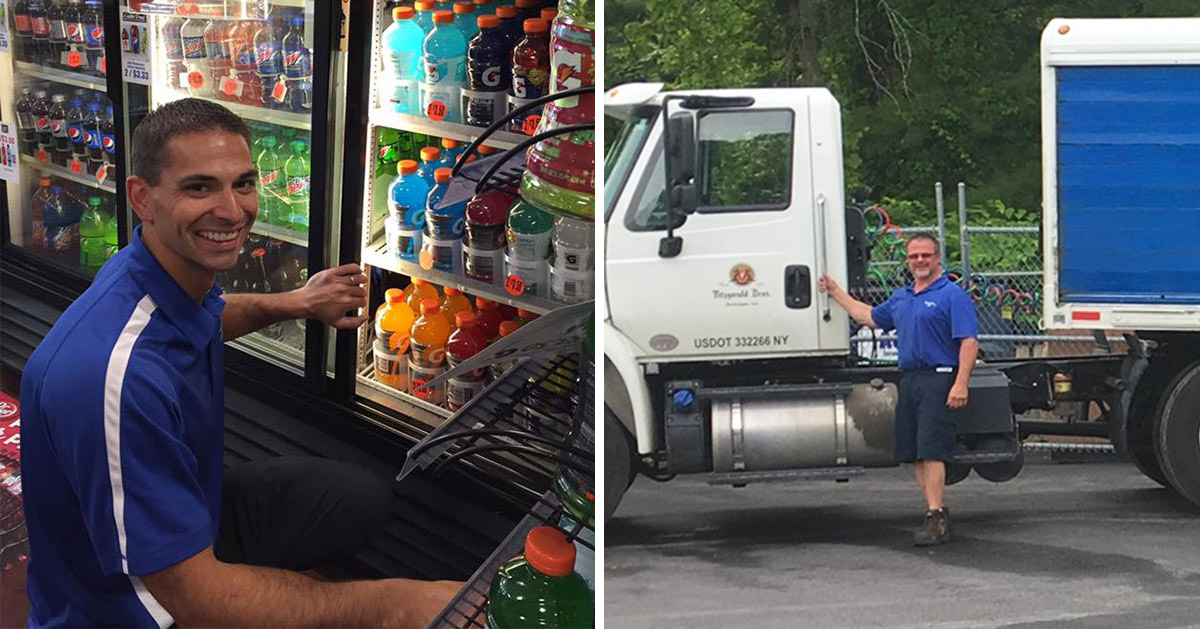 split image with two different employees