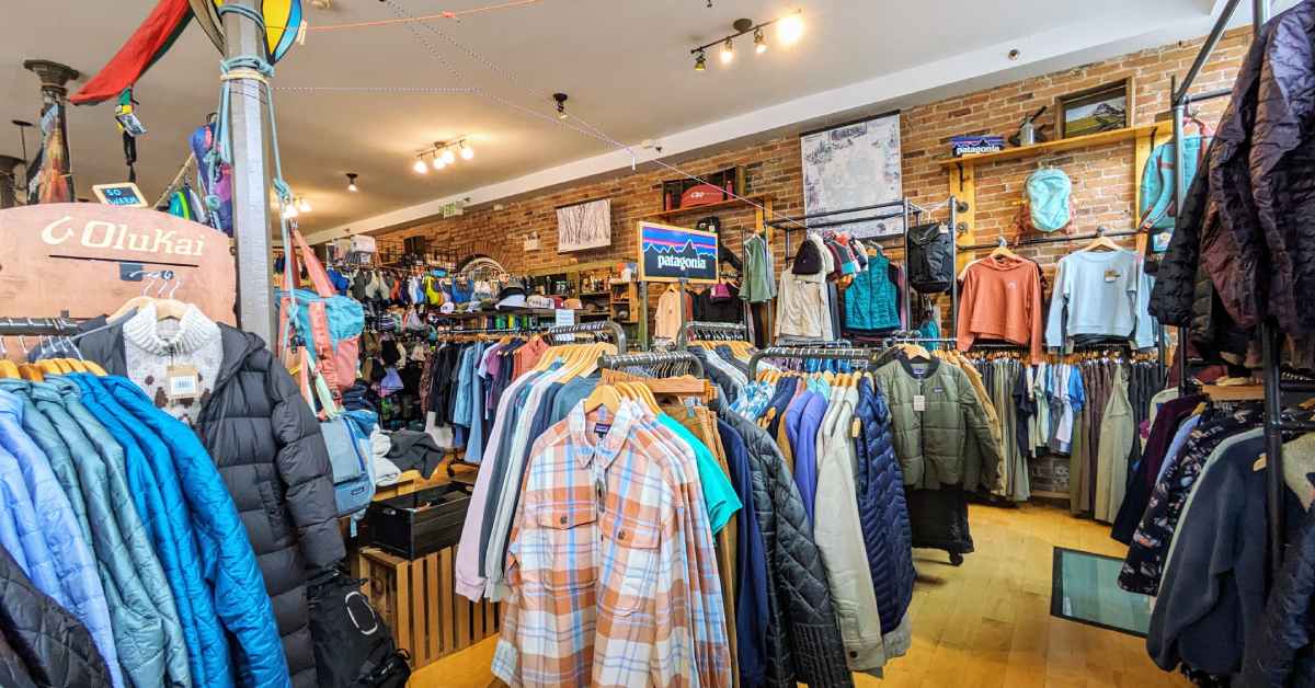 shirts and warm weather clothing in a store