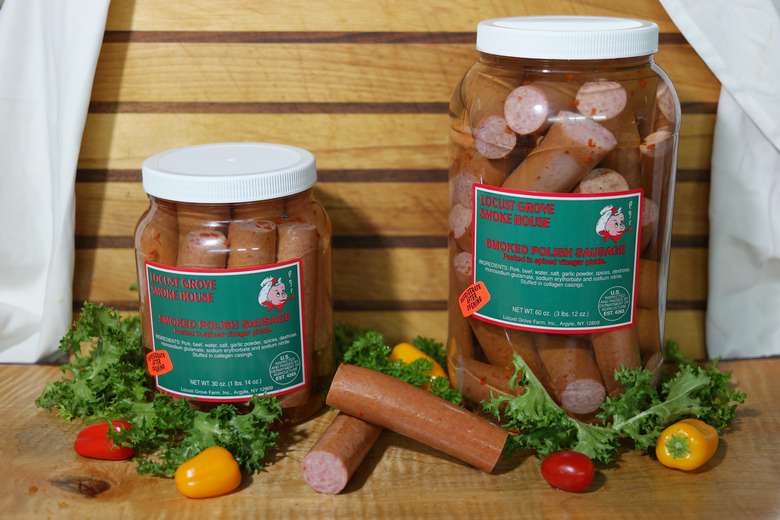 two jars of smoked sausages