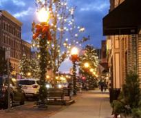glens falls street decorated for holidays