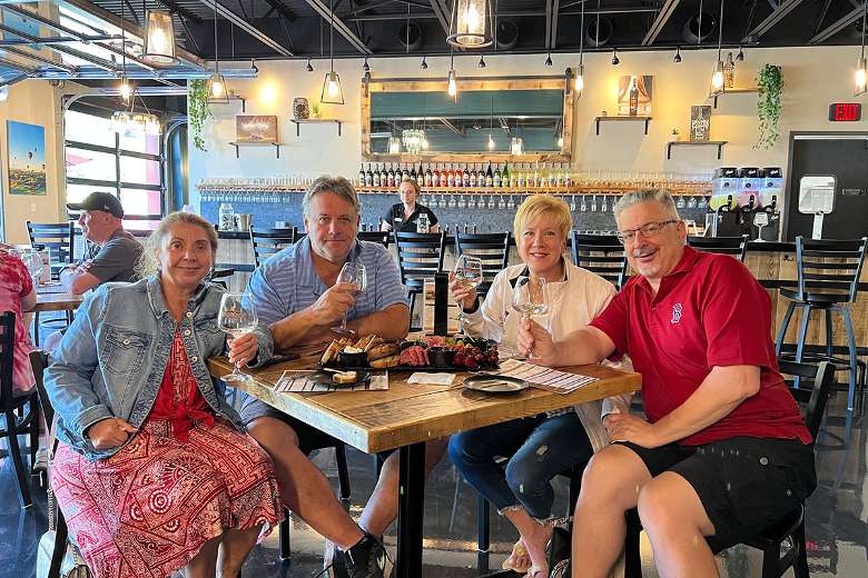 Friends enjoying the new Queensbury Tasting Room