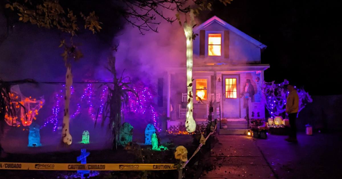 house that looks like it's on fire