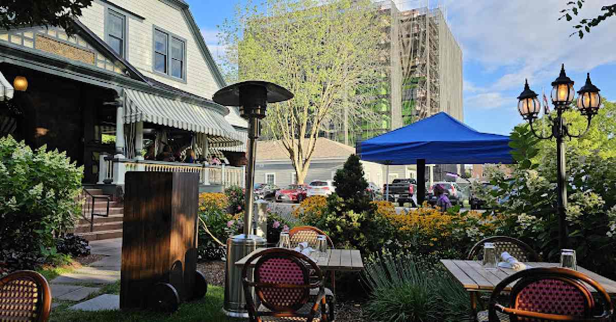 outdoor tables near a restaurant