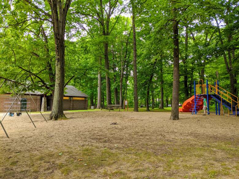playground and swingset area