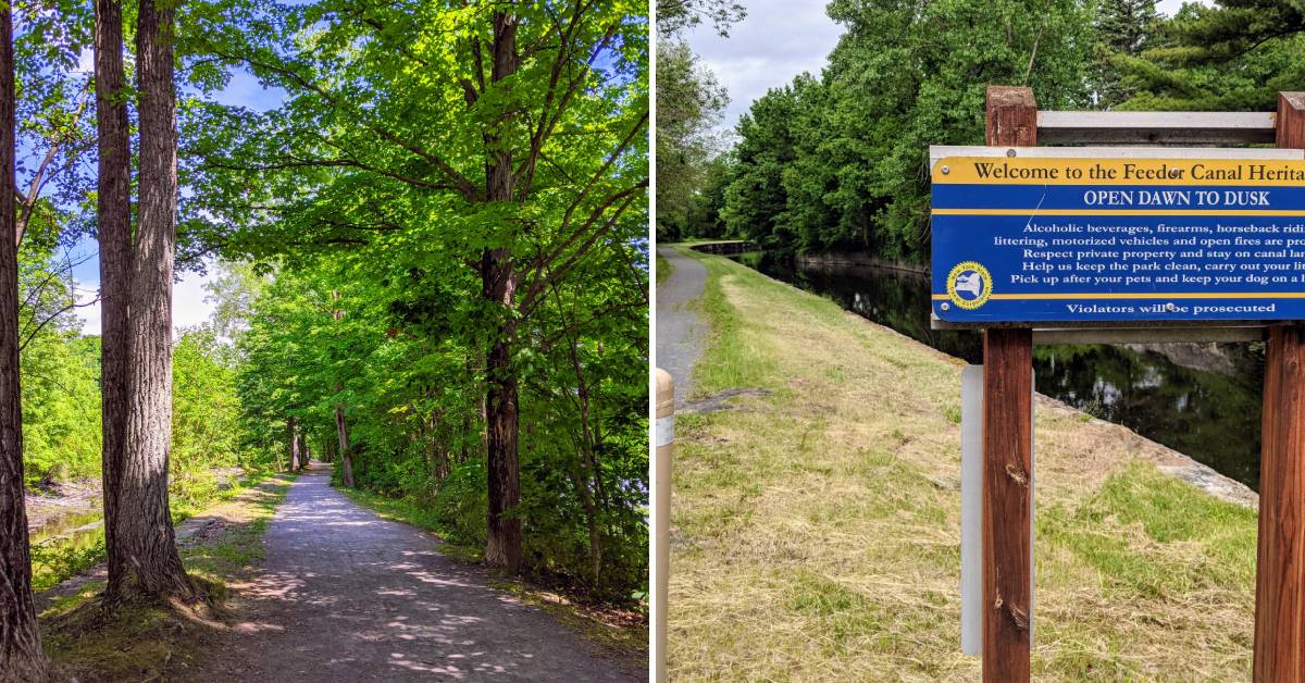 feeder canal heritage trail with signage