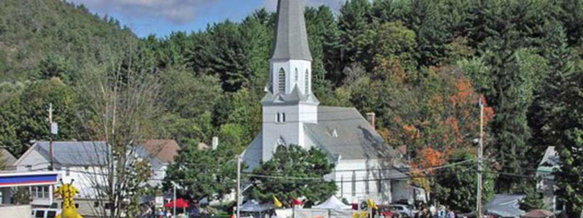 Street view from above of the annual Warrensburg Garage Sale