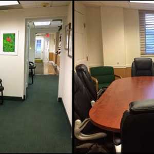 side by side photos of office space