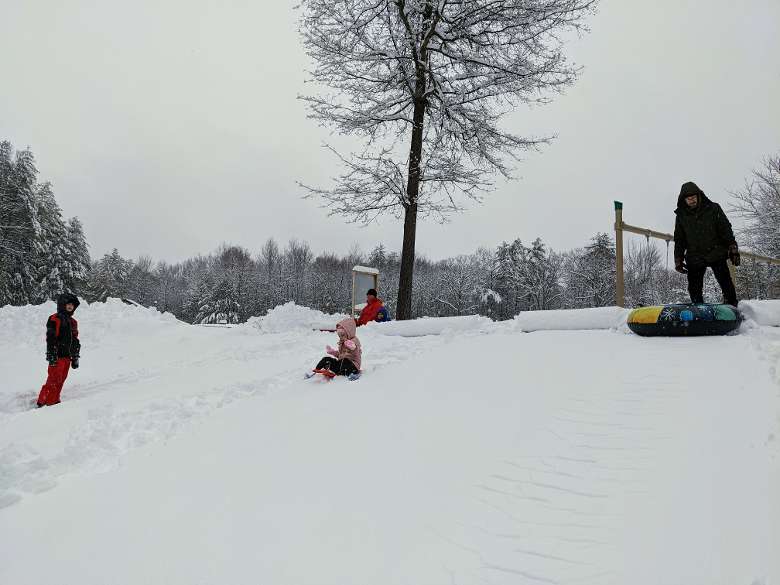 sledding hill in winter