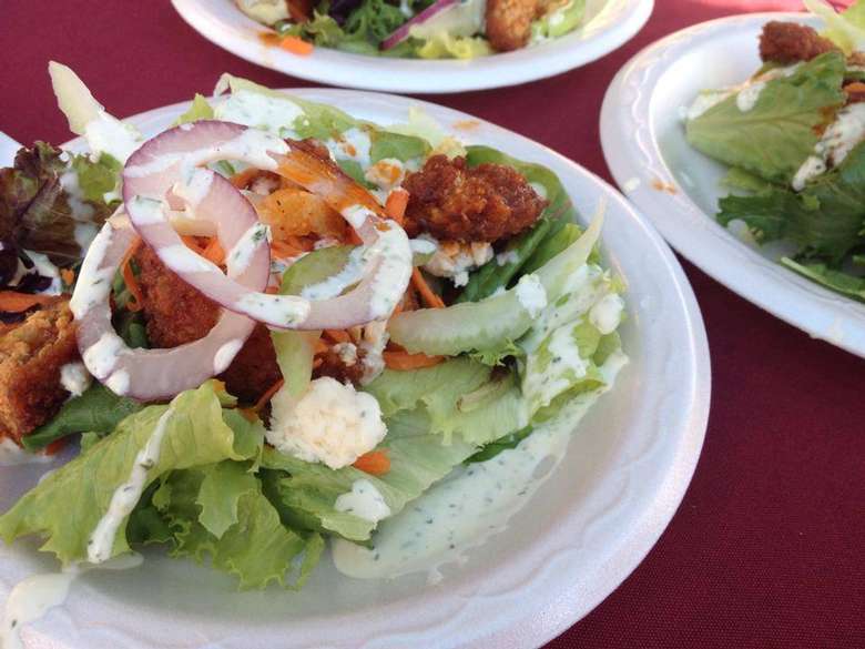 Salads on Styrofoam plates