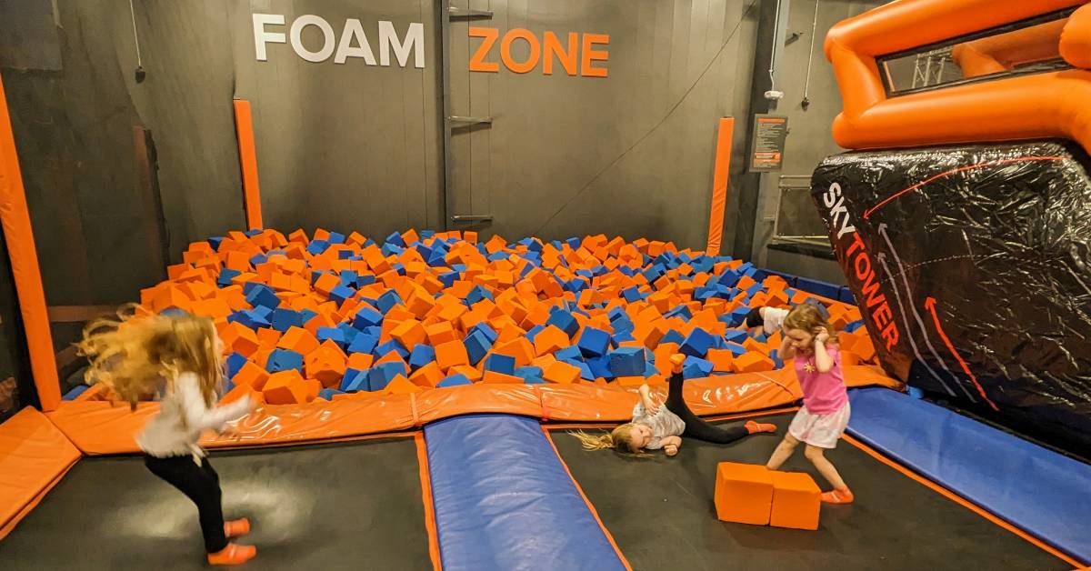 little girls jump at skyzone