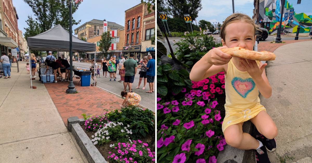 take a bite in glens falls, little girl eats pizza