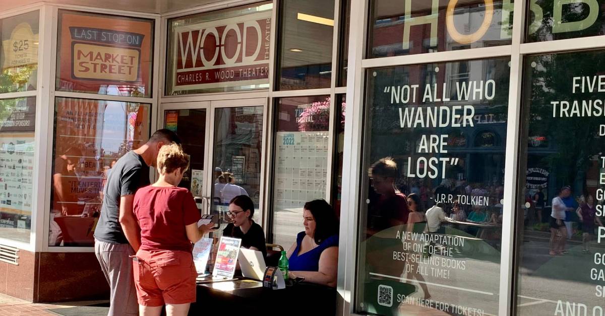 vendor booth in front of Charles R. Wood Theatre