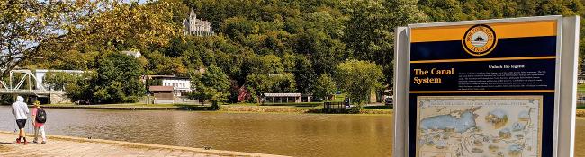 canal in whitehall with view of skenesborough manor