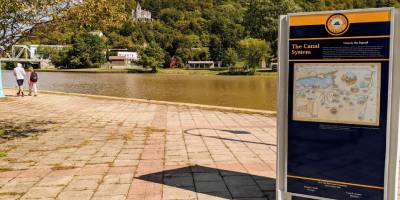 canal in whitehall with view of skenesborough manor